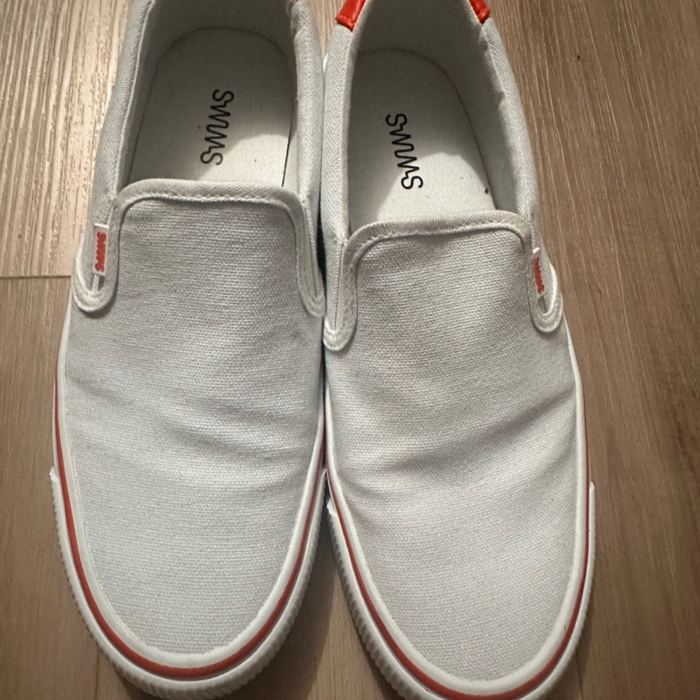 SWIMS White and Orange Slip-On Shoes